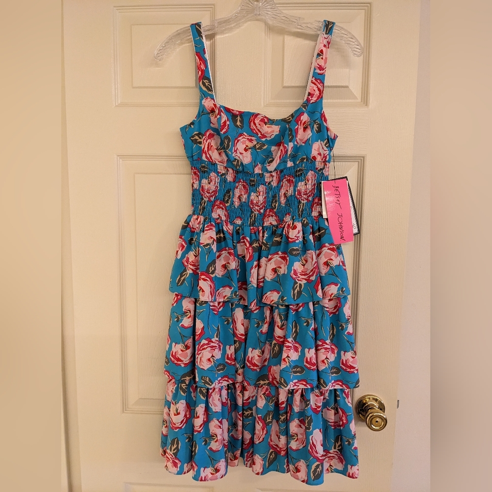 Betsey Johnson Blue Island Floral Dress size 4 NWT